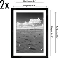 Americanflat képkeret fekete színű szőnyeggel - Keretkészlet - 8x12 fotókat jelenít meg szőnyeggel és szőnyeg nélkül
