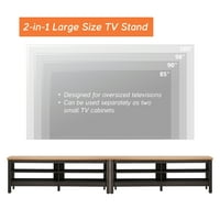 TV -állvány a TV -szórakoztató központ számára, a Black Oak TV -konzol asztal a TV -hez a nappali hálószobájához