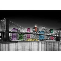 Vászon fali művészet Fekete -fehér Ny NY Skyline, 21.5 32.5
