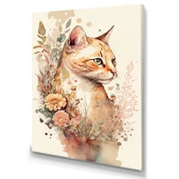 Designart aranyos macska virágos művészet iii vászon fali művészet