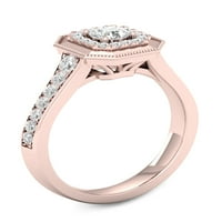 3 4ct TDW Diamond 14K rózsa arany nyolcszögletű halo eljegyzési gyűrű