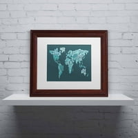 Védjegy Képzőművészet A világ szöveges térképe ii vászon művészet, Michael Tompsett, White Matte, Wood Frame