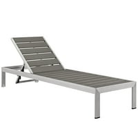 Modway Shore Chaise kültéri terasz alumínium készlet ezüstszürke