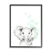 A gyerekszoba by Stupell aranyos rajzfilm baba Elefánt Állatkert állati festmény keretes giclee texturizált művészet stúdió Q