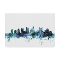 Védjegy képzőművészet 'Columbus Ohio kék kékeszöld Skyline' vászon művészet Michael Tompsett
