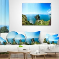 Designart Seascape kilátás a Hillside -ről - Photography Dring Pillow - 18x18