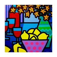 Védjegy képzőművészet 'bor, citrom és virág' vászon művészet John Nolan