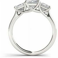 Carat T.W. Hercegnő-vágott gyémánt háromköves 14 kt fehér arany eljegyzési gyűrű