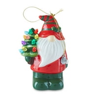 Mr. Christmas 5 Miniatűr gnóm nosztalgikus karácsonyfa díszdekorációval, piros