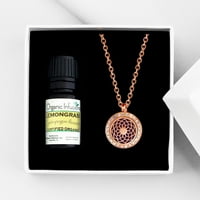 Anavia Dream Catcher aromaterápiás olaj diffúzor kristály nyaklánc illóolaj ajándékkészlet - Rózsa arany nyaklánc és citromfűolaj