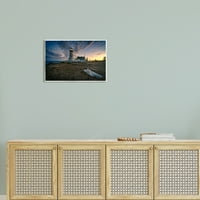 Stupell Maritime világítótorony felhők tájképfotózás fali plakk keret nélküli művészet fali művészet