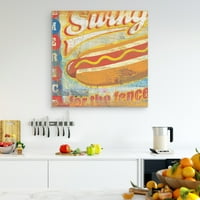 Remekmű művészeti galéria swing a kerítések baseball hot dog jel vászon művészet nyomtatás 35 35