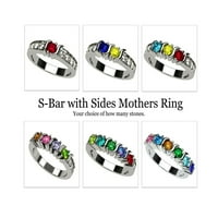 Nana S-Bar W oldalak anyák napi gyűrű 1-ig többköves ajándék-sterling ezüst méretű 9,5-kő nő