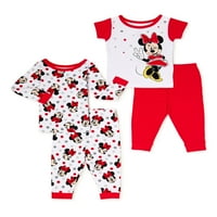 Disney Minnie Mouse Baby & Toddler Girls pamut pizsama teteje és nadrágja, 4 darabos készlet, méretek 12m-5T