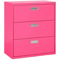 Sandusky Lee Series 42 3-Drawer oldalsó fájl, Pom Pom Pink