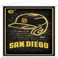San Diego Padres-Neon sisak fali poszter mágneses kerettel, 22.375 34