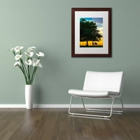 Védjegy Szépművészet Horse Sunset vászon művészet: Preston White Mat, Wood Frame