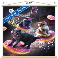 James Booker-Galaxy Space macskák Lovaglás fánk fali poszter mágneses kerettel, 22.375 34