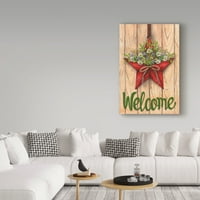 Védjegy Képzőművészet 'Red Barn Star Spring Welcome Green' Canvas Art készítette: Melinda Hipsher