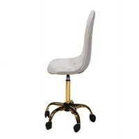 Baxton Studio Kabira kortárs glam és luxe szürke bársony szövet és arany fém forgó irodai szék