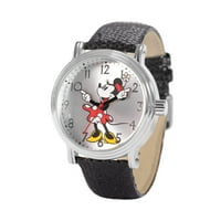 Disney Minnie Mouse Női nők artikuláló kezek Siliver Vintage Alloy Watch, Fekete Főháló Szíj, felnőtt nők Classic Watch WDS001226