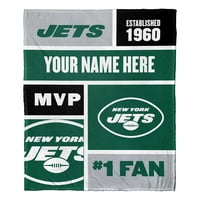 New York Jets nfl Colorblock Személyre szabott selyem tapintású takaró