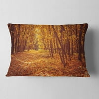 Designart sárga erdő és lehullott levelek - Modern erdő -dobás párna - 12x20