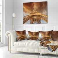 Designart Gyönyörű kilátás a Párizs Párizsi Eiffel -Towerin Párizsra - Városkép -dobás párna - 18x18