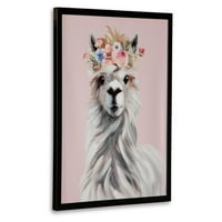 Aláírás Design Ashley Josie Modern keretes virágos koronás alpaka Wall Art, rózsaszín és fehér