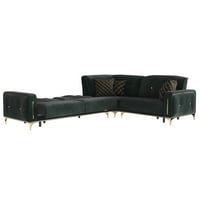 Ottomanson Spirit modern kabrió szekcionált kanapé, zöld mikroszálas