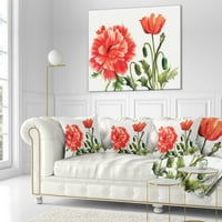 Designart Red Poppies - Absztrakt akvarell dobás párna - 18x18