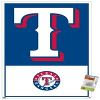 Texas Rangers-logó fali poszter Pushpins, 22.375 34