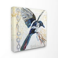 Stupell Home Dekor Bird Journal Collage Textured Animal Design Canvas Wall Art készítette: Elizabeth St. Hilaire