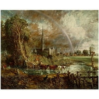 Védjegy Art Salisbury székesegyház a Meadows 1831 -ből vászon művészet, John Constable, 26x32