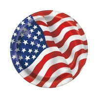 Amerikai zászló papír desszert tányérok, 7in, 8ct