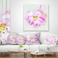 Designart akvarell rózsaszín rózsa illusztráció - virágos párna - 12x20