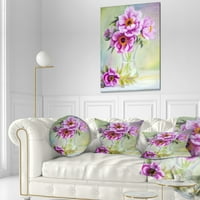 Designart Purple Peonies vázában - Virágos dobás párna - 12x20