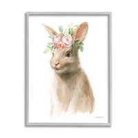 Stupell Industries Puha Baby Rabbit Spring Floral Crown Woodland Cream, 30, Danhui Nai tervezése