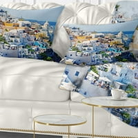 Designart kilátás a Fira Town Santorini -ra - Absztrakt dobás párna - 16x16