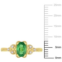Miabella női karátos T.G.W. Ovális vágott tsavorite és gyémánt akcentus 10KT sárga arany szüreti gyűrű