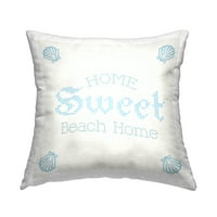 Stupell Industries Sweet Beach Home Flictice Blue SeaShell kifejezés tervezése, Daphne Polselli dobja a párnát
