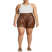 Madden NYC Juniors plusz méretű fau bőr papírzsák rövidnadrág