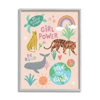 Stupell Industries lány teljesítmény mondatok színes állat illusztrációk tervezése Nina Seven, 11 14