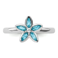 Ezüst Kék Topáz Virág Gyűrű