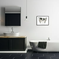 Stupell Industries Moo-ve Over Bath Time Cow Parmház fürdőszoba jele Grafikus Art Fekete Keretes Art Print Wall Art, Cindy Jacobs