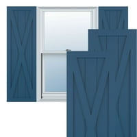 Ekena Millwork 18 W 62 H True Fit PVC Egyetlen X-Board Farmhouse Rögzített redőnyök, Kék Kék
