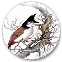 Designart 'ősi gyönyörű madár egy ágon' hagyományos körfém fali művészet - 29 -es lemez