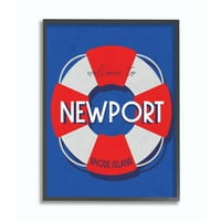 Stupell Industries Newport Beach Coast Ocean Blue Red Word Design keretes Giclee Texturized Art készítette: Daphne Polselli