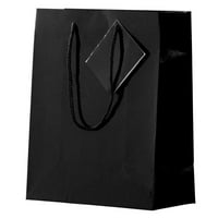 Papír közepes fényes ajándék táskák, 4, fekete, csomagonként