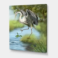 Designart 'Crane Hunting egy béka' parasztház vászon fali művészet nyomtatás
